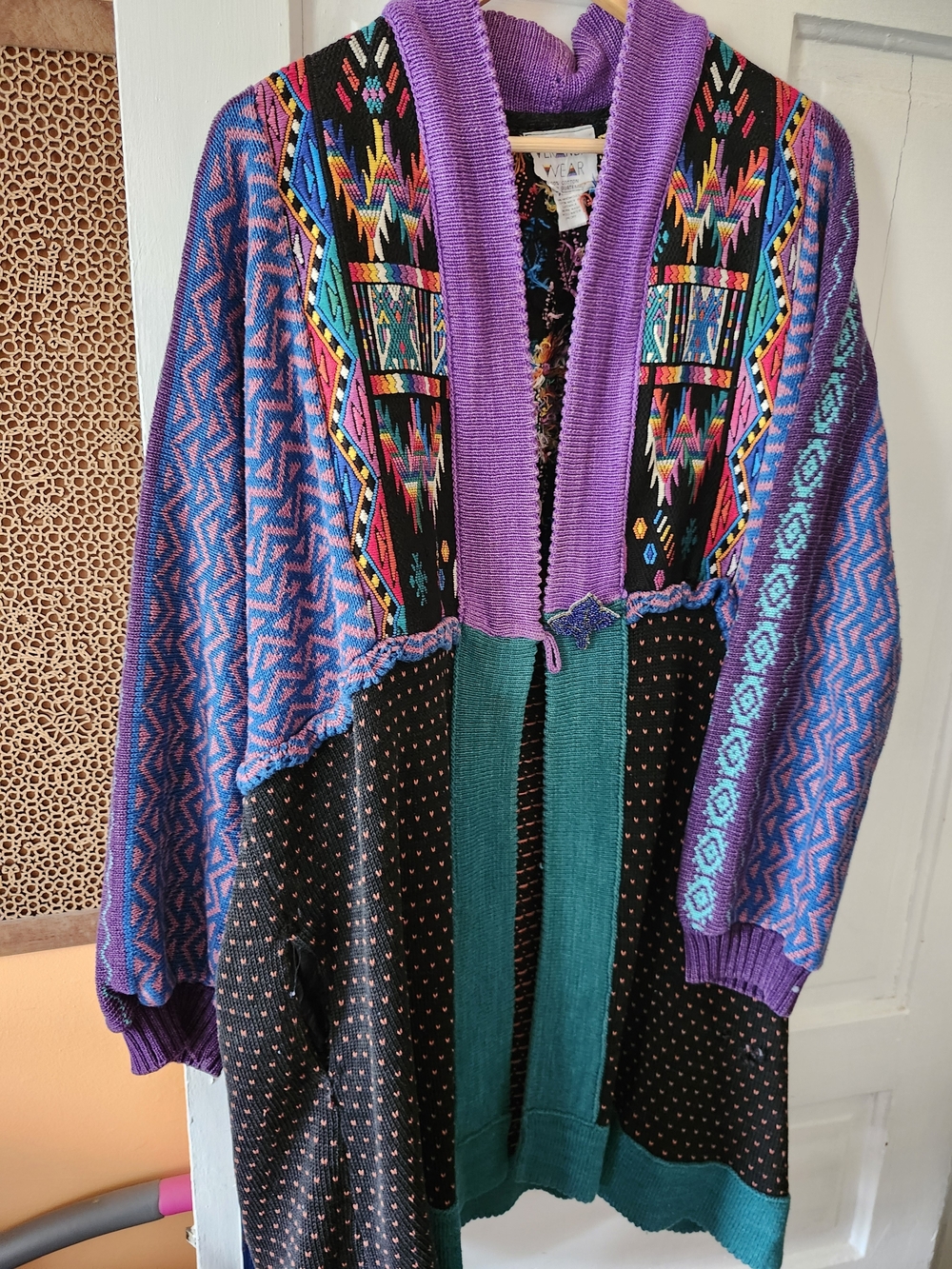 Vintage VERANDA WEAR Hand-loomed 100% Cotton Women's Cardigan Jacket